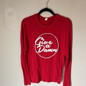 Red 'Give a Damn' Long Sleeve Shirt